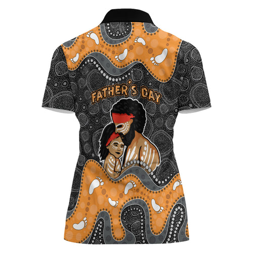 Australia Aboriginal Fathers Day Women Polo Shirt Indigenous Dot Art - Family Footprint