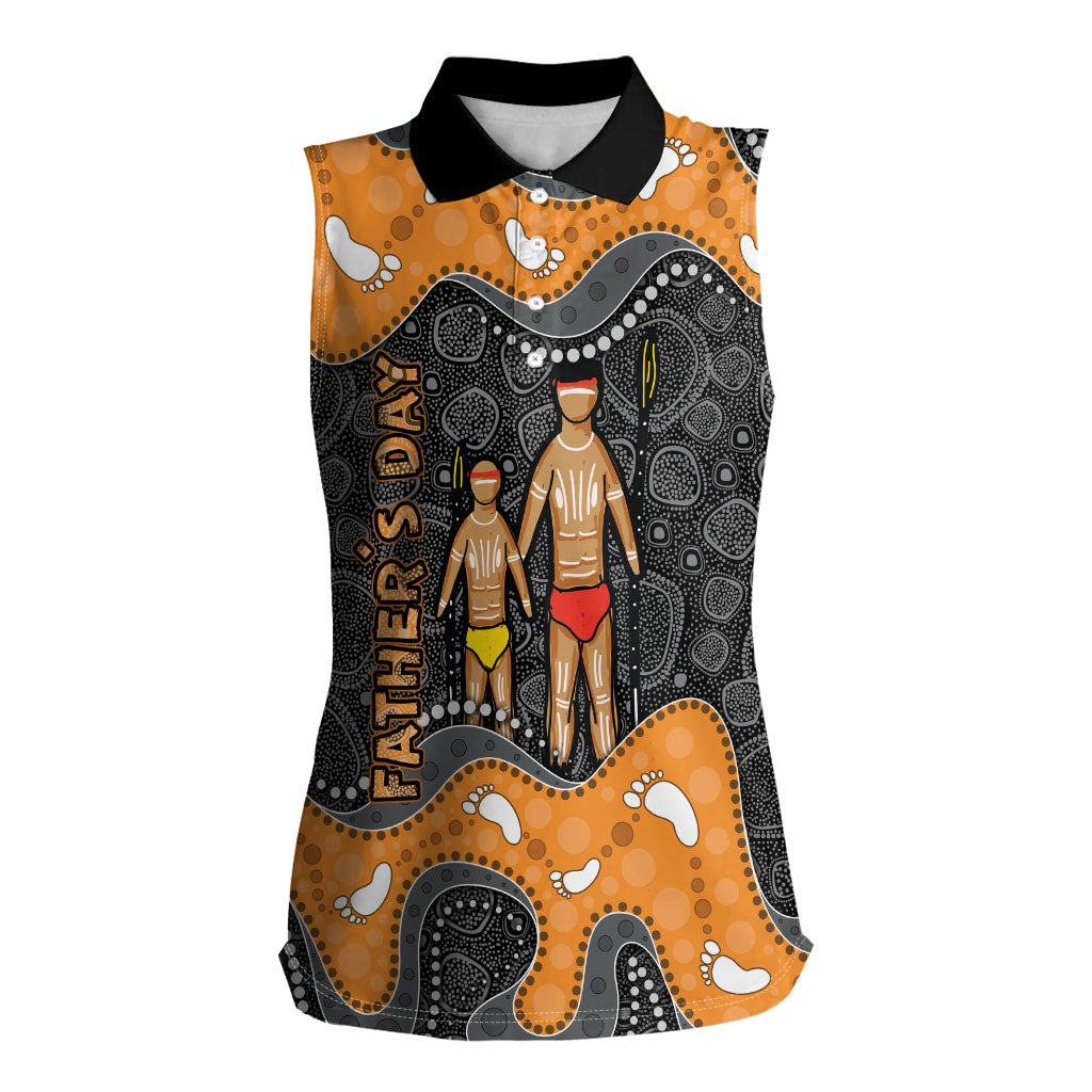 Australia Aboriginal Fathers Day Women Sleeveless Polo Shirt Indigenous Dot Art - Family Footprint