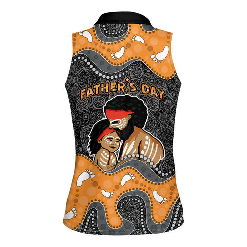 Australia Aboriginal Fathers Day Women Sleeveless Polo Shirt Indigenous Dot Art - Family Footprint