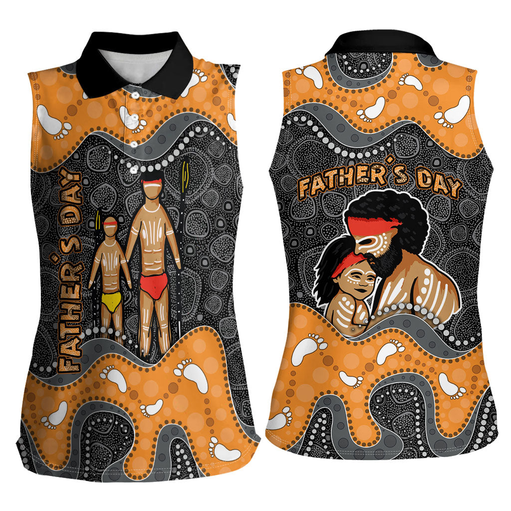 Australia Aboriginal Fathers Day Women Sleeveless Polo Shirt Indigenous Dot Art - Family Footprint