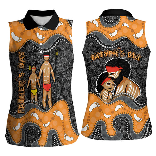Australia Aboriginal Fathers Day Women Sleeveless Polo Shirt Indigenous Dot Art - Family Footprint