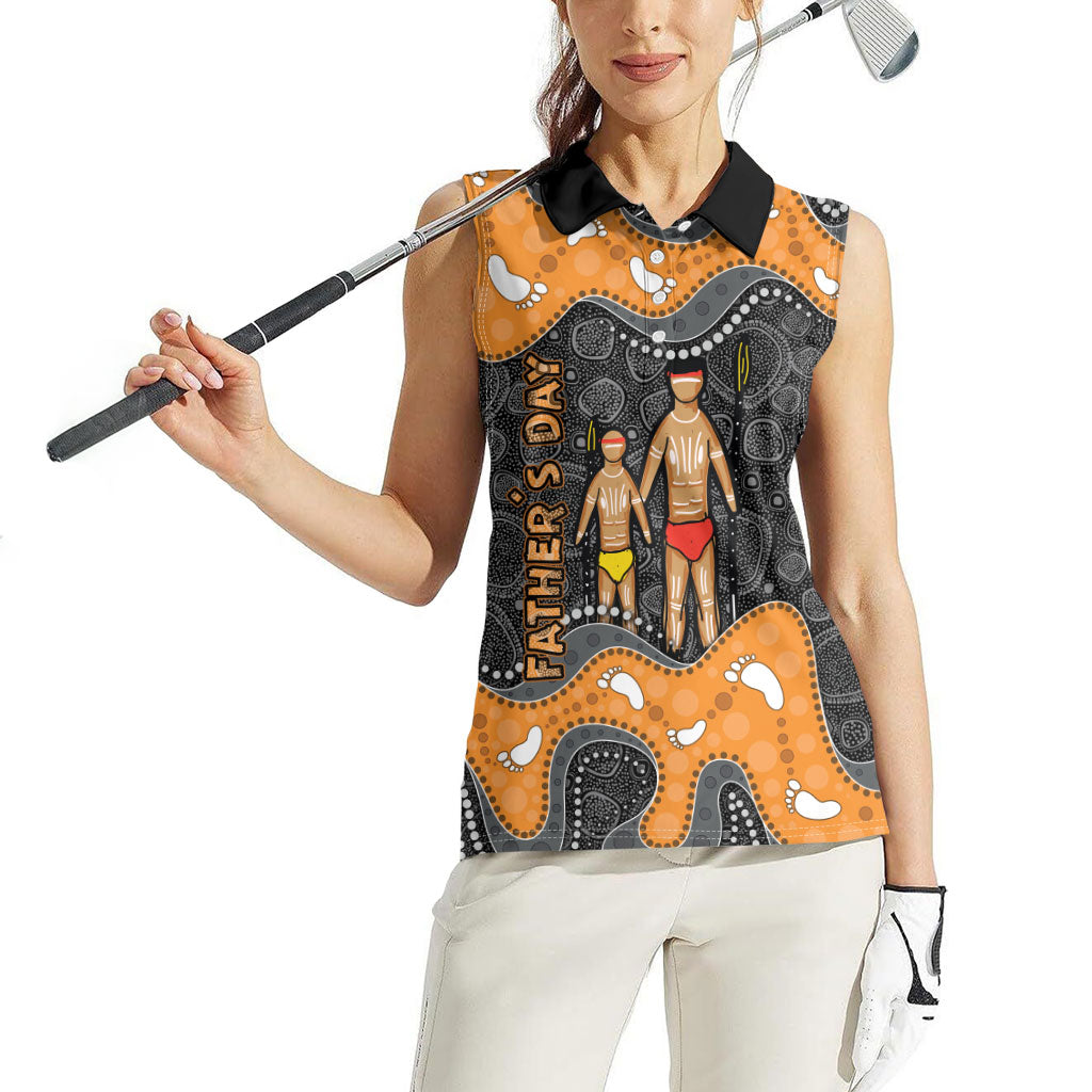 Australia Aboriginal Fathers Day Women Sleeveless Polo Shirt Indigenous Dot Art - Family Footprint