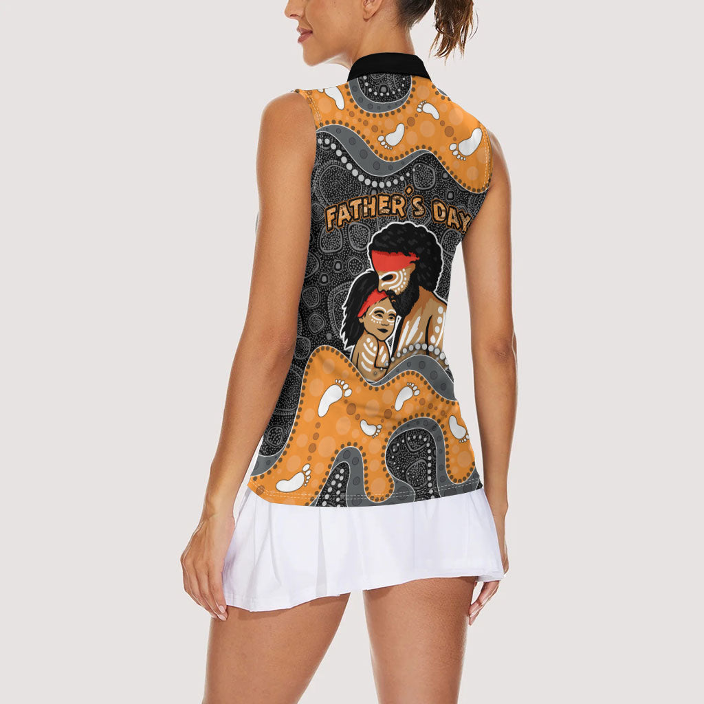 Australia Aboriginal Fathers Day Women Sleeveless Polo Shirt Indigenous Dot Art - Family Footprint