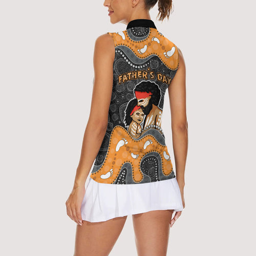Australia Aboriginal Fathers Day Women Sleeveless Polo Shirt Indigenous Dot Art - Family Footprint