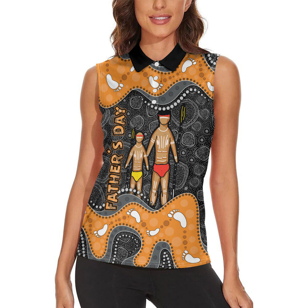 Australia Aboriginal Fathers Day Women Sleeveless Polo Shirt Indigenous Dot Art - Family Footprint