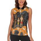Australia Aboriginal Fathers Day Women Sleeveless Polo Shirt Indigenous Dot Art - Family Footprint
