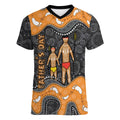Australia Aboriginal Fathers Day Women V-Neck T-Shirt Indigenous Dot Art - Family Footprint
