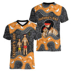 Australia Aboriginal Fathers Day Women V-Neck T-Shirt Indigenous Dot Art - Family Footprint