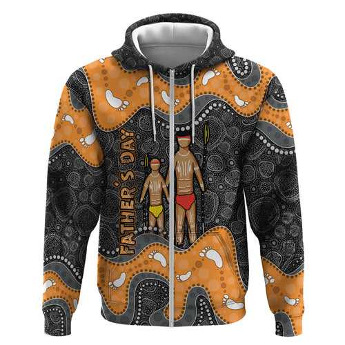 Australia Aboriginal Fathers Day Zip Hoodie Indigenous Dot Art - Family Footprint