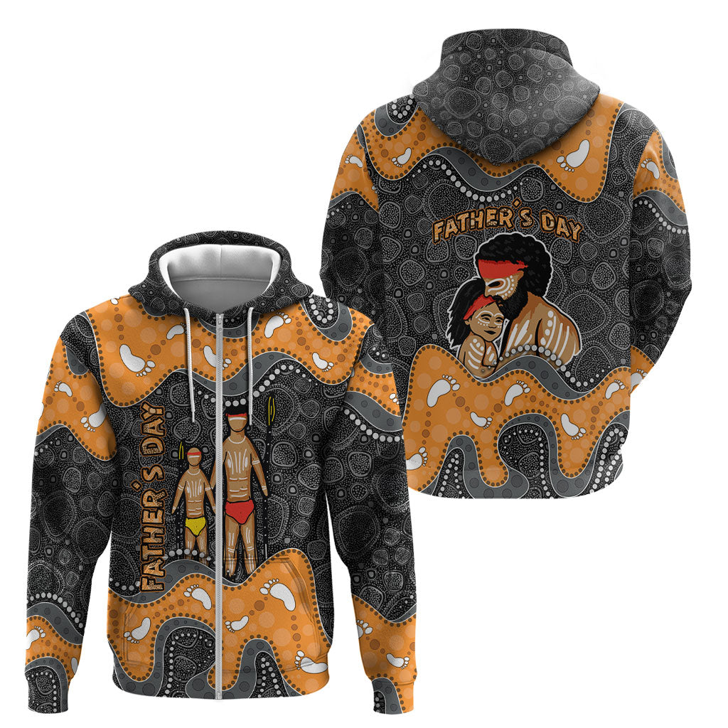 Australia Aboriginal Fathers Day Zip Hoodie Indigenous Dot Art - Family Footprint