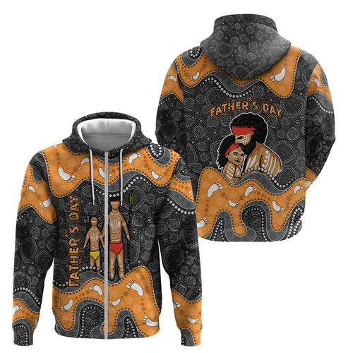 Australia Aboriginal Fathers Day Zip Hoodie Indigenous Dot Art - Family Footprint