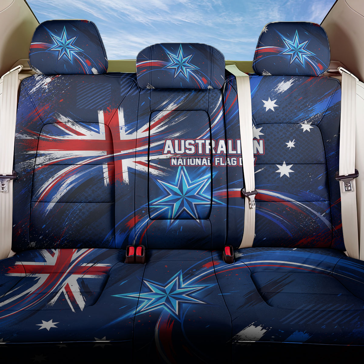 Proud To Be Australian Back Car Seat Cover Australia Flag Day Waving Commonwealth Star