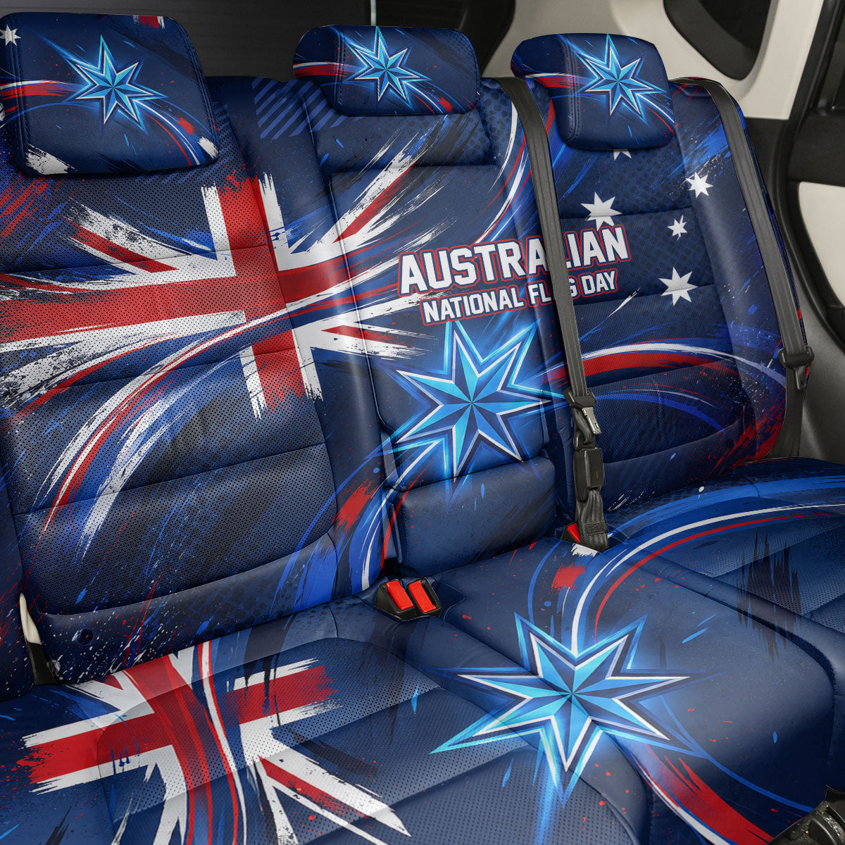 Proud To Be Australian Back Car Seat Cover Australia Flag Day Waving Commonwealth Star