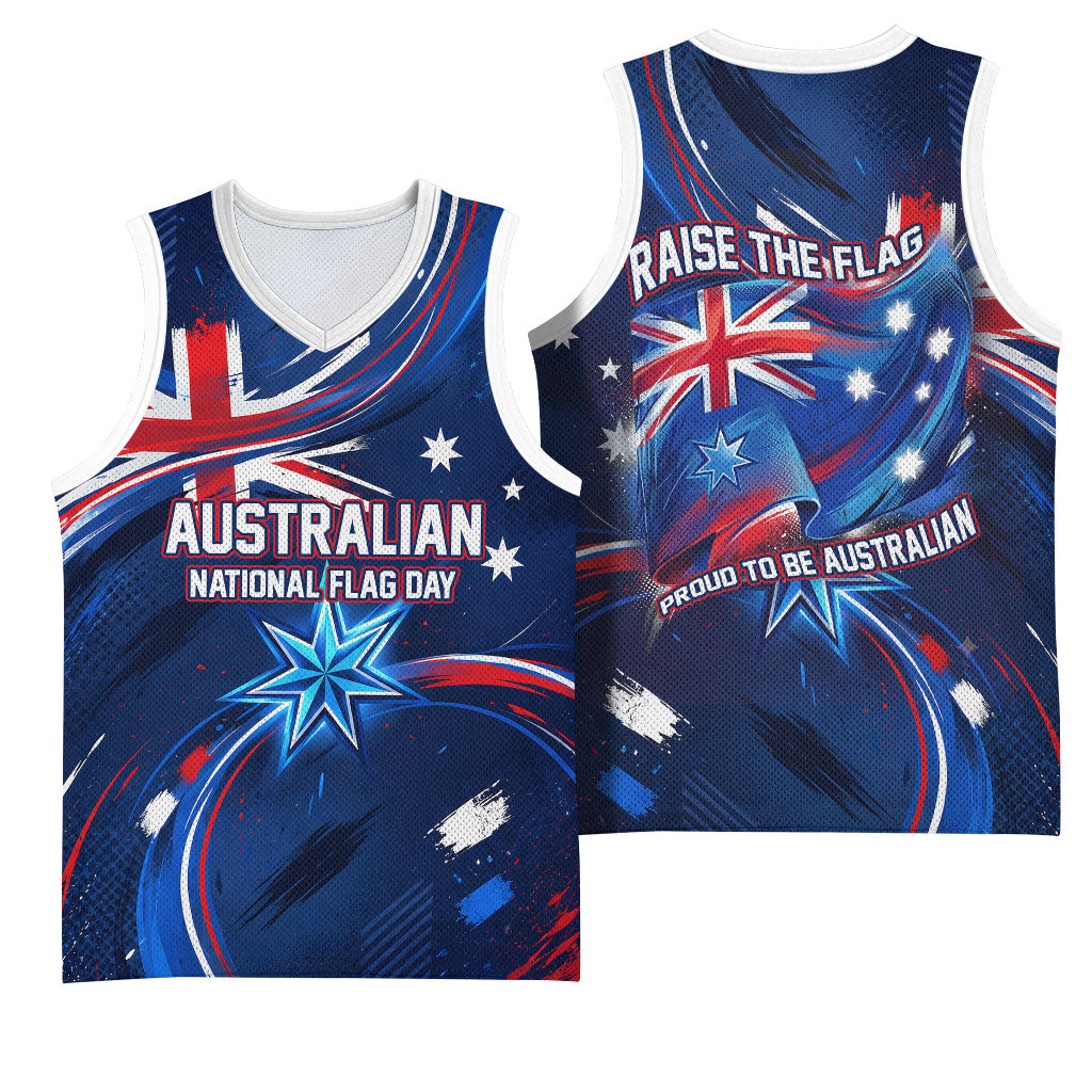 Proud To Be Australian Basketball Jersey Australia Flag Day Waving Commonwealth Star