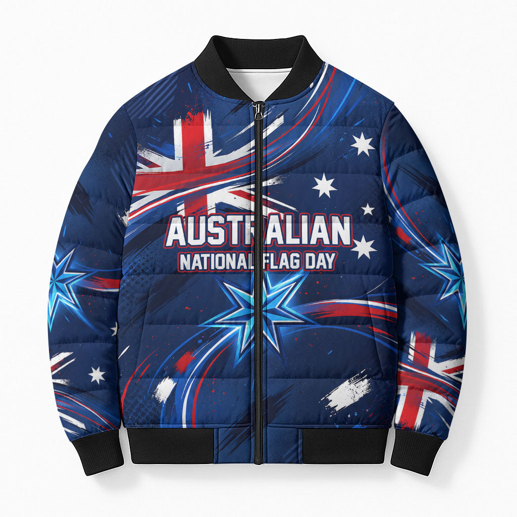 Proud To Be Australian Bomber Puffer Jacket Australia Flag Day Waving Commonwealth Star