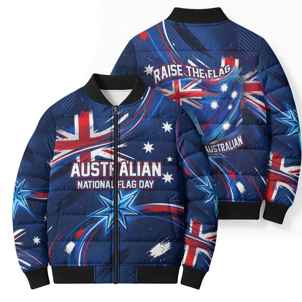 Proud To Be Australian Bomber Puffer Jacket Australia Flag Day Waving Commonwealth Star