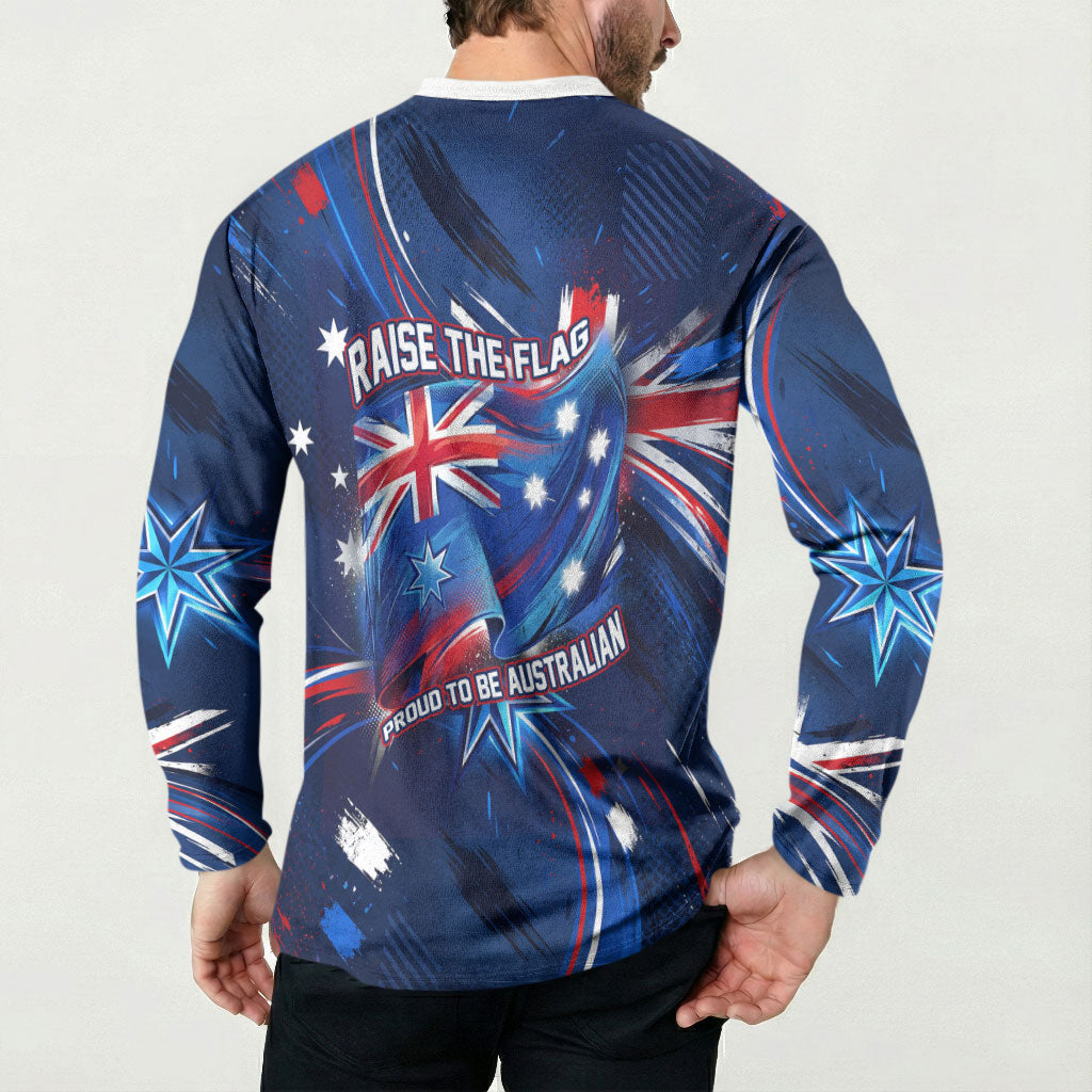 Proud To Be Australian Button Sweatshirt Australia Flag Day Waving Commonwealth Star