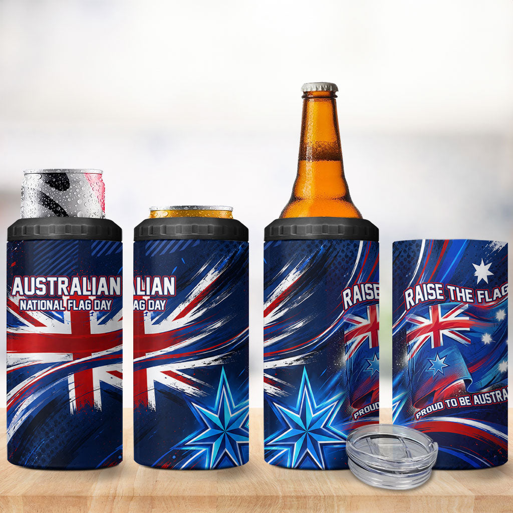 Proud To Be Australian 4 in 1 Can Cooler Tumbler Australia Flag Day Waving Commonwealth Star
