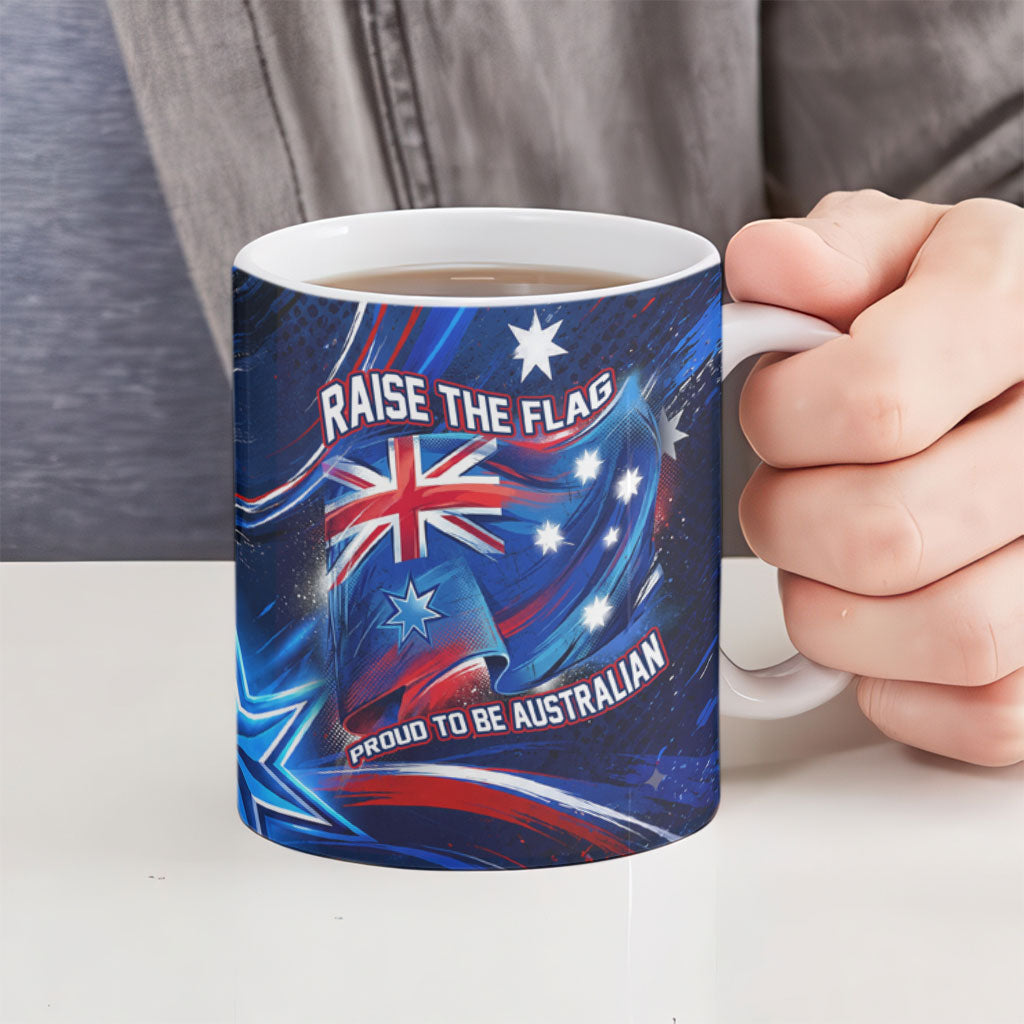 Proud To Be Australian Ceramic Mug Australia Flag Day Waving Commonwealth Star