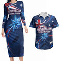Proud To Be Australian Couples Matching Long Sleeve Bodycon Dress and Hawaiian Shirt Australia Flag Day Waving Commonwealth Star