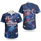 Proud To Be Australian Couples Matching Short Sleeve Bodycon Dress and Hawaiian Shirt Australia Flag Day Waving Commonwealth Star