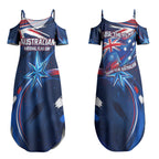 Proud To Be Australian Couples Matching Summer Maxi Dress and Long Sleeve Button Shirt Australia Flag Day Waving Commonwealth Star