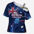 Proud To Be Australian Cross Shoulder Shirt Australia Flag Day Waving Commonwealth Star
