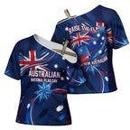 Proud To Be Australian Cross Shoulder Shirt Australia Flag Day Waving Commonwealth Star
