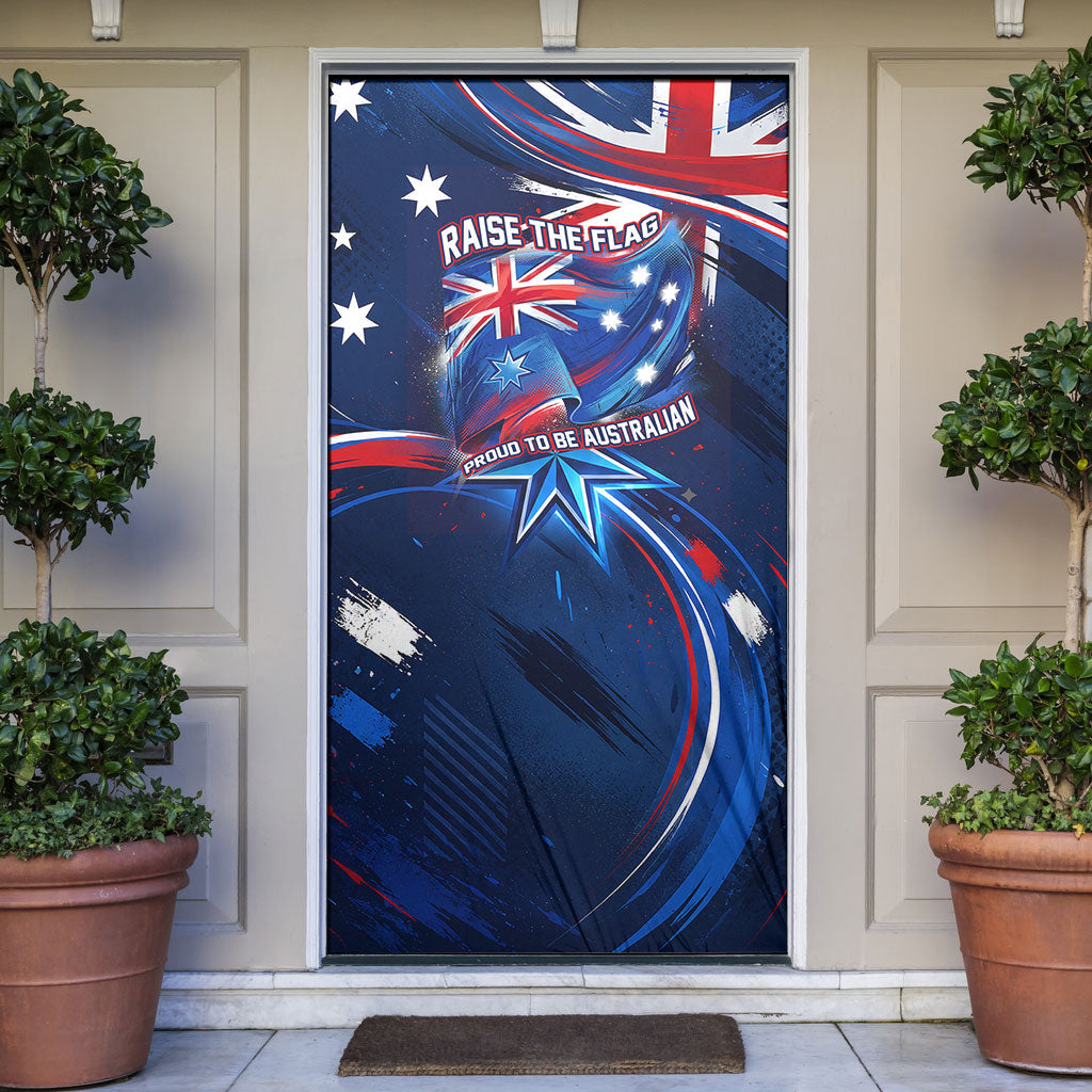 Proud To Be Australian Door Cover Australia Flag Day Waving Commonwealth Star