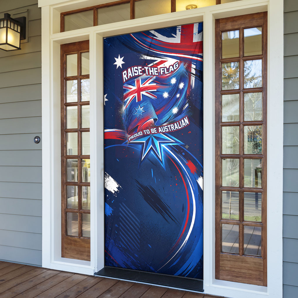 Proud To Be Australian Door Cover Australia Flag Day Waving Commonwealth Star