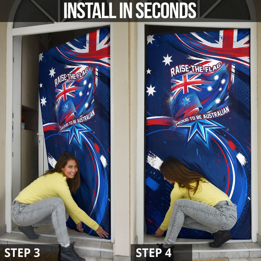 Proud To Be Australian Door Cover Australia Flag Day Waving Commonwealth Star