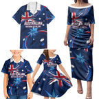 Proud To Be Australian Family Matching Puletasi and Hawaiian Shirt Australia Flag Day Waving Commonwealth Star