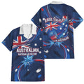 Proud To Be Australian Family Matching Short Sleeve Bodycon Dress and Hawaiian Shirt Australia Flag Day Waving Commonwealth Star