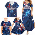 Proud To Be Australian Family Matching Summer Maxi Dress and Hawaiian Shirt Australia Flag Day Waving Commonwealth Star