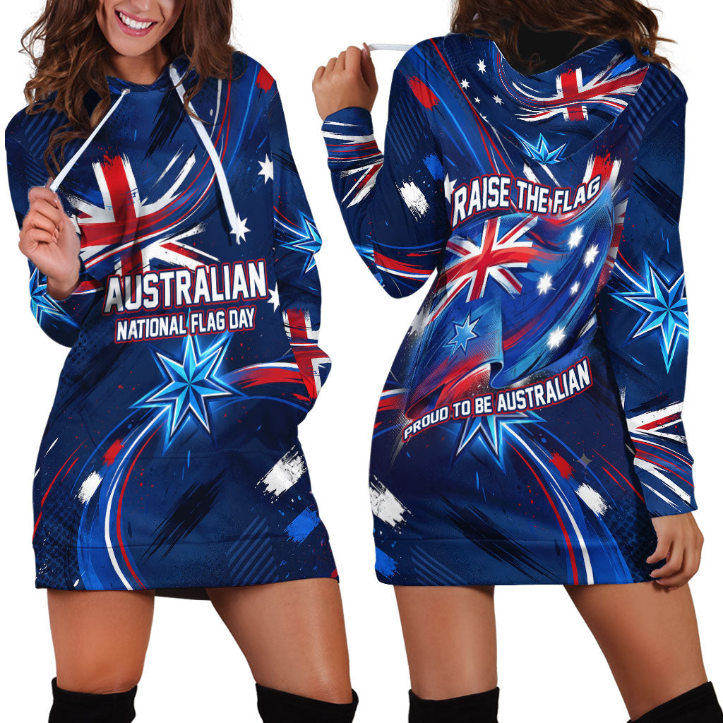 Proud To Be Australian Hoodie Dress Australia Flag Day Waving Commonwealth Star