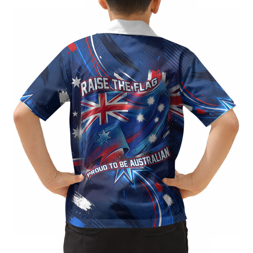 Proud To Be Australian Kid Hawaiian Shirt Australia Flag Day Waving Commonwealth Star