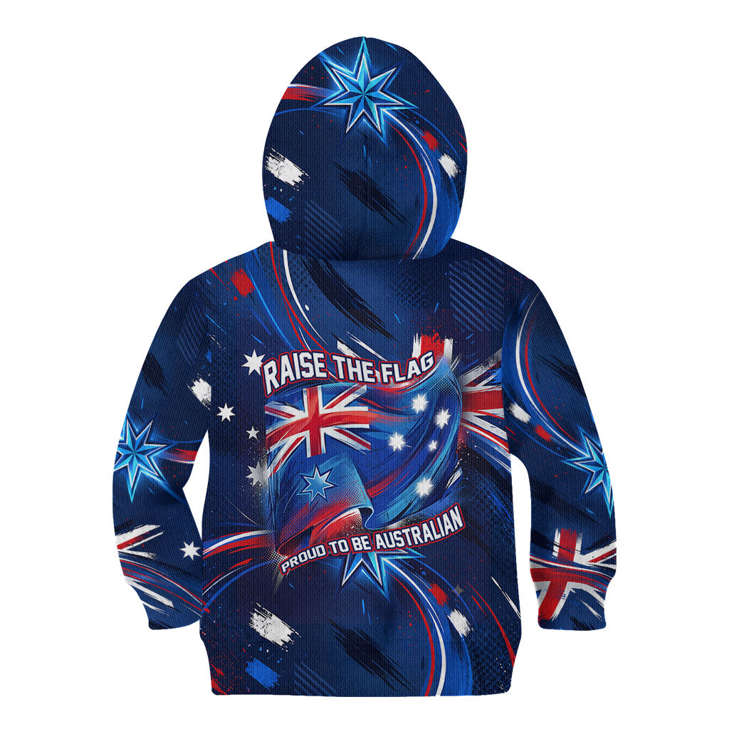 Proud To Be Australian Kid Hoodie Australia Flag Day Waving Commonwealth Star