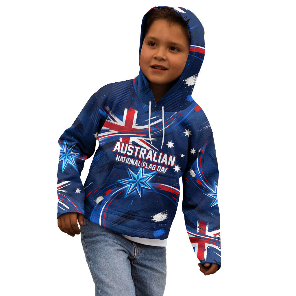 Proud To Be Australian Kid Hoodie Australia Flag Day Waving Commonwealth Star