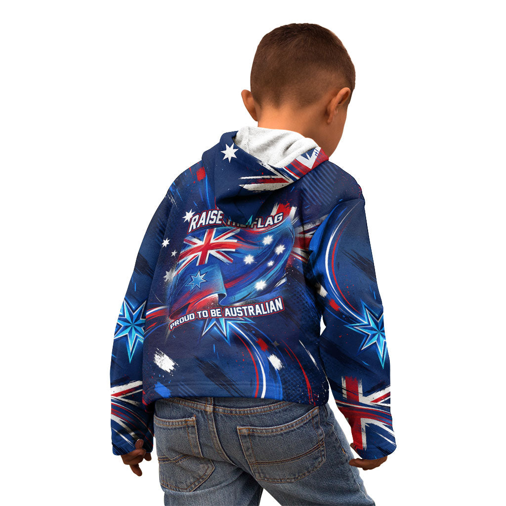 Proud To Be Australian Kid Hoodie Australia Flag Day Waving Commonwealth Star