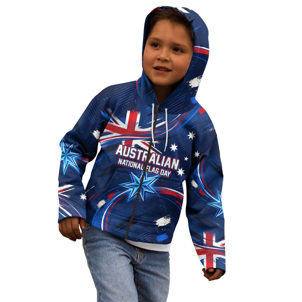 Proud To Be Australian Kid Hoodie Australia Flag Day Waving Commonwealth Star
