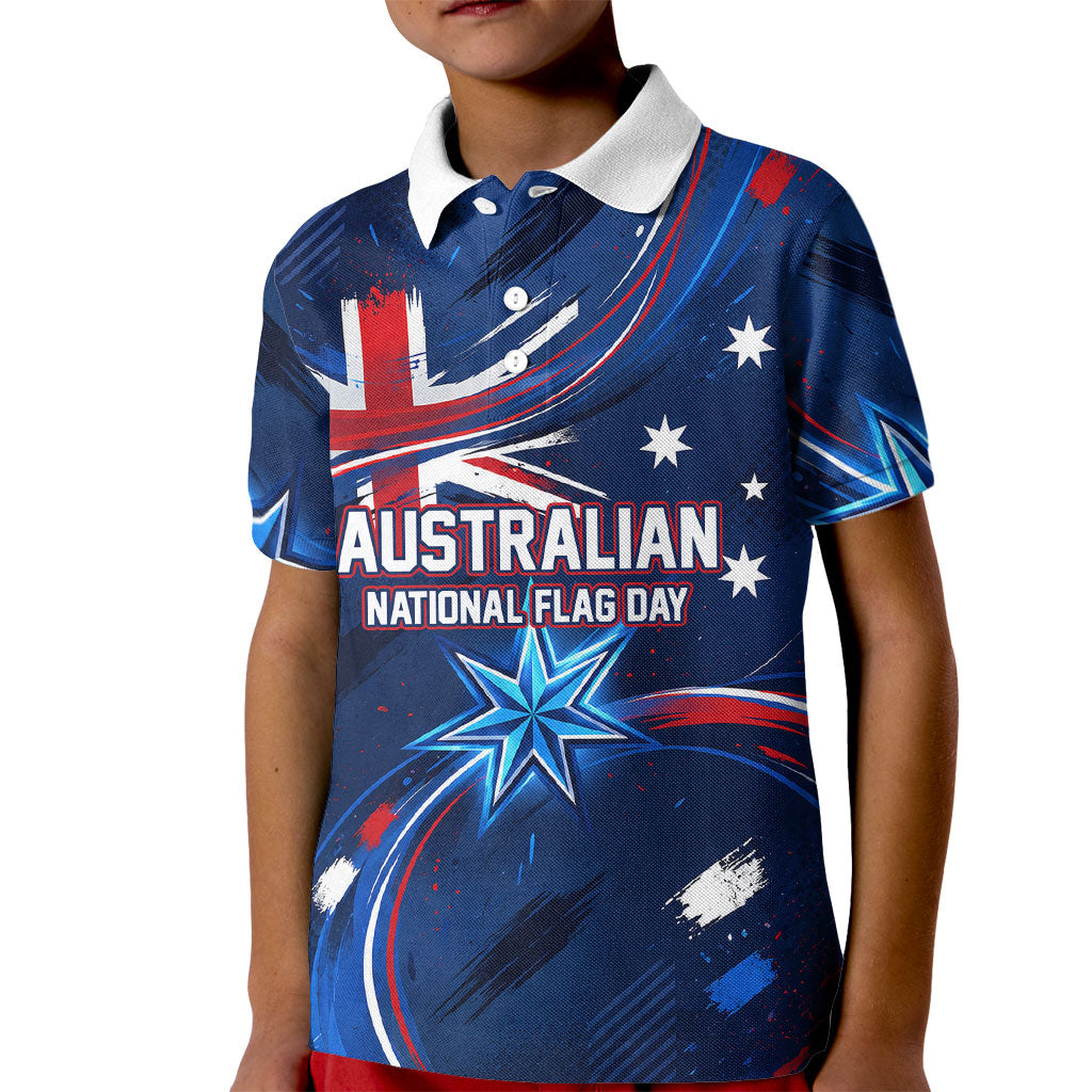 Proud To Be Australian Kid Polo Shirt Australia Flag Day Waving Commonwealth Star