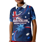 Proud To Be Australian Kid Polo Shirt Australia Flag Day Waving Commonwealth Star