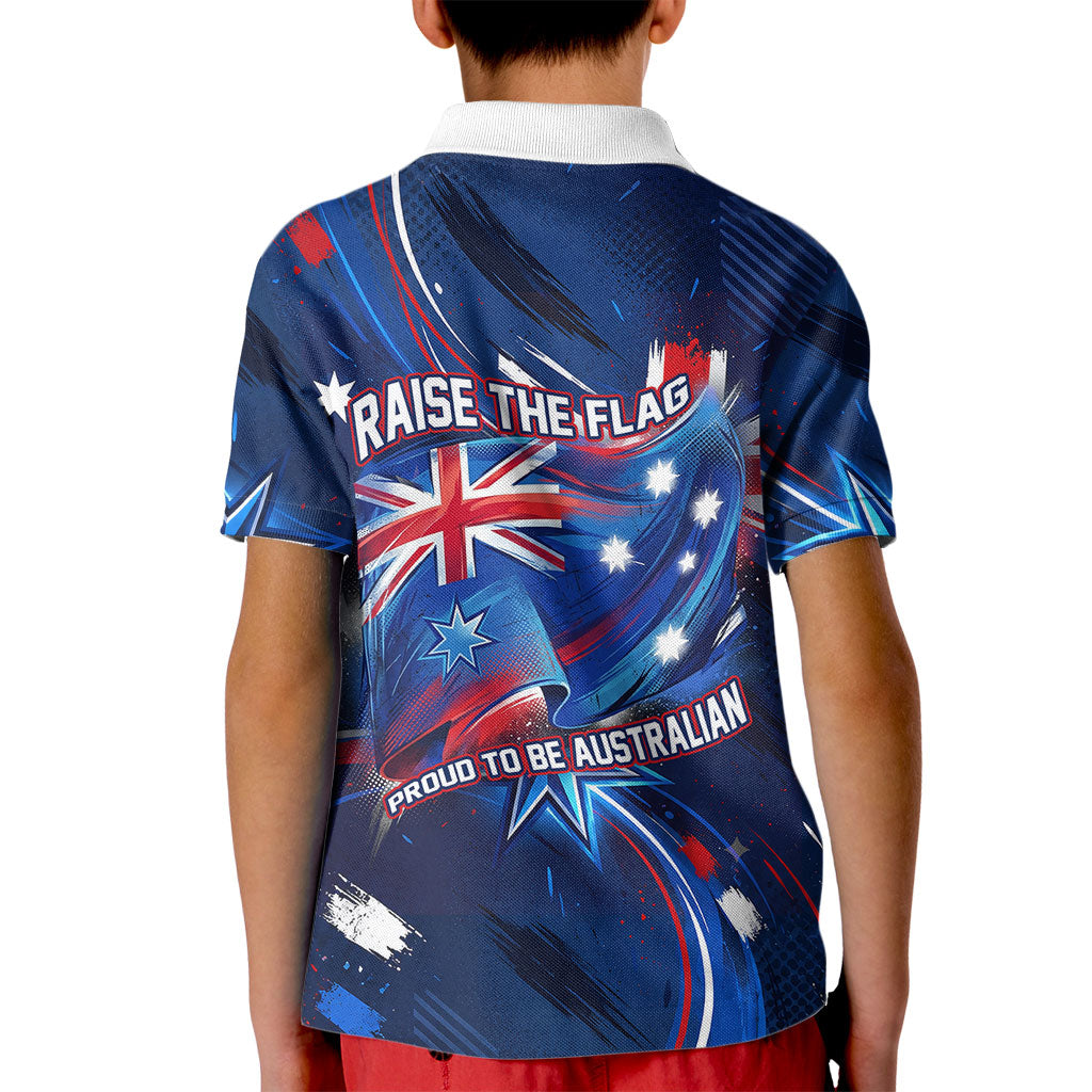 Proud To Be Australian Kid Polo Shirt Australia Flag Day Waving Commonwealth Star