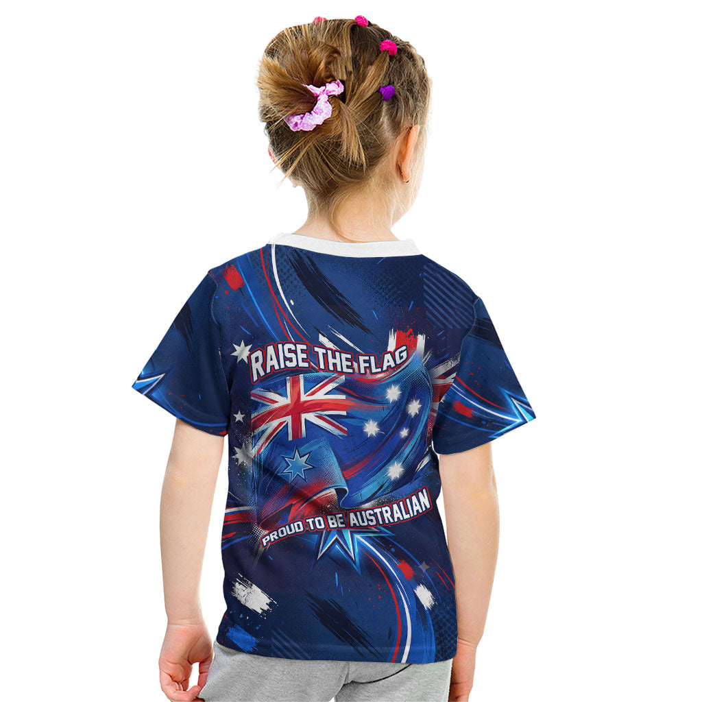 Proud To Be Australian Kid T Shirt Australia Flag Day Waving Commonwealth Star