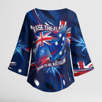 Proud To Be Australian Kimono Sleeve Blouse Australia Flag Day Waving Commonwealth Star