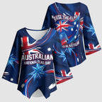 Proud To Be Australian Kimono Sleeve Blouse Australia Flag Day Waving Commonwealth Star