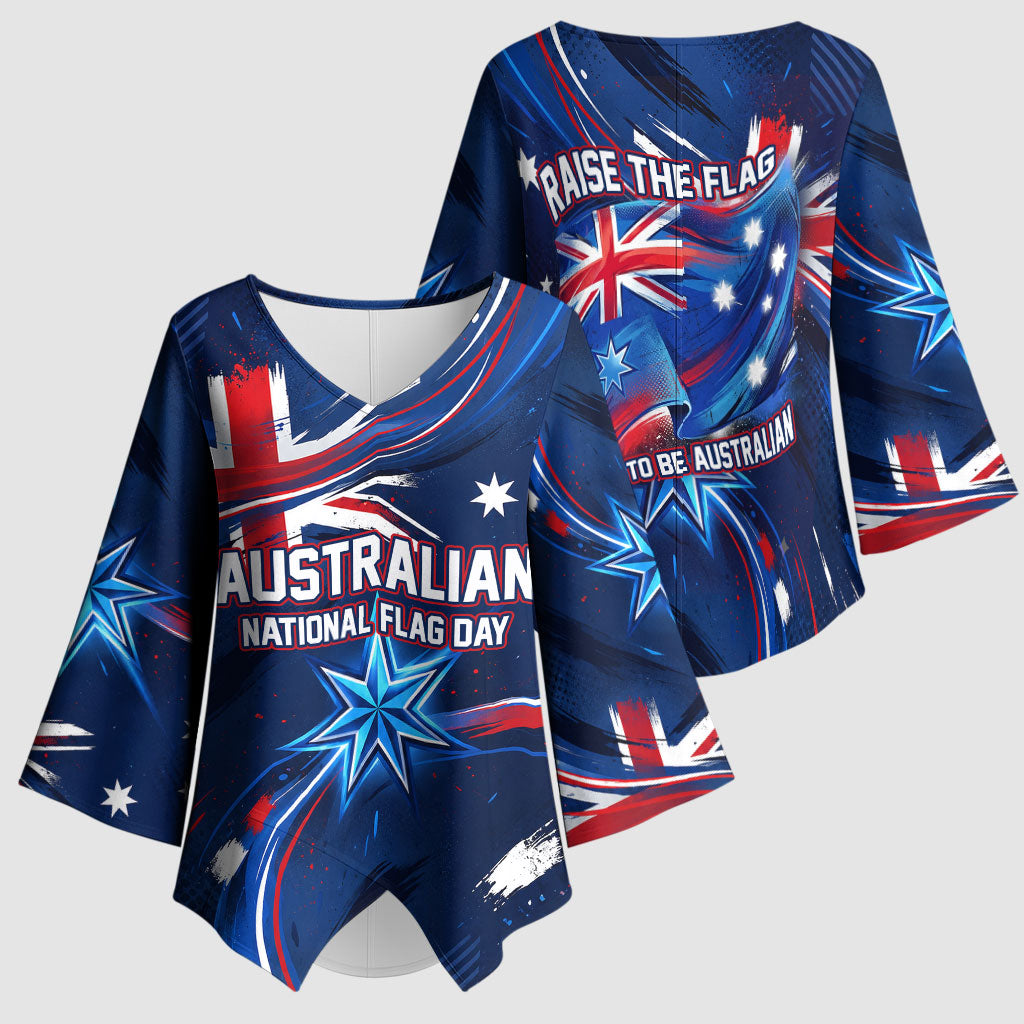 Proud To Be Australian Kimono Sleeve Blouse Australia Flag Day Waving Commonwealth Star