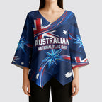 Proud To Be Australian Kimono Sleeve Blouse Australia Flag Day Waving Commonwealth Star