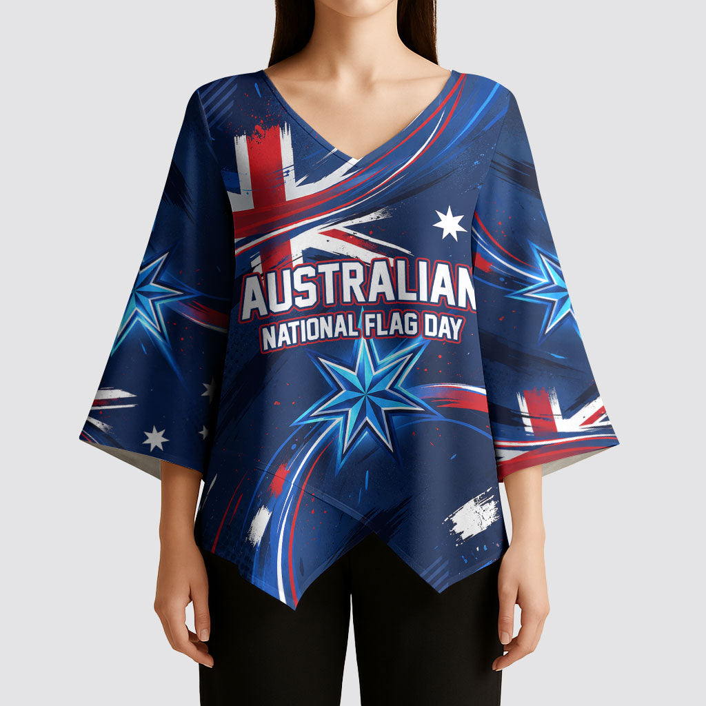 Proud To Be Australian Kimono Sleeve Blouse Australia Flag Day Waving Commonwealth Star
