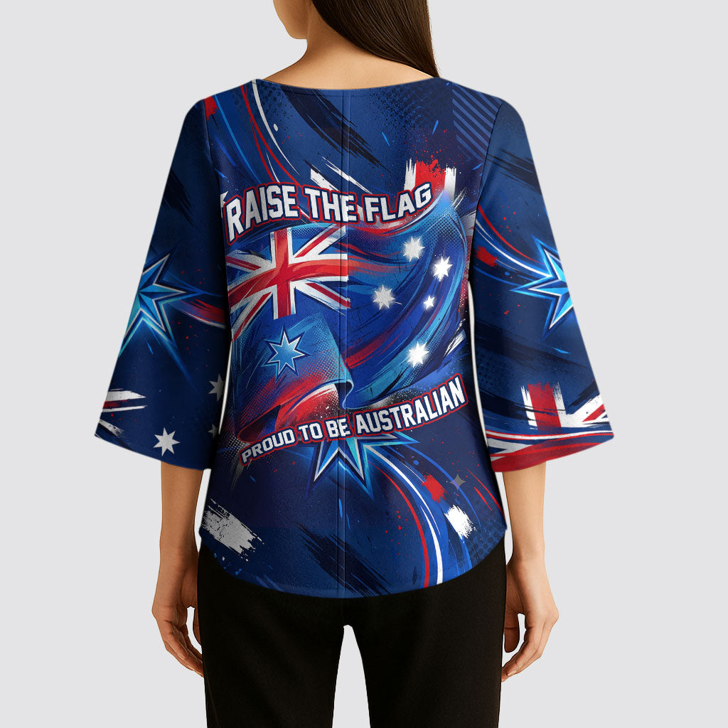 Proud To Be Australian Kimono Sleeve Blouse Australia Flag Day Waving Commonwealth Star